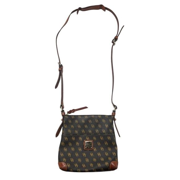 Dooney & Bourke Greta Brown Monogram Crossbody Purse With Adjustable Leather Str - Picture 1 of 14
